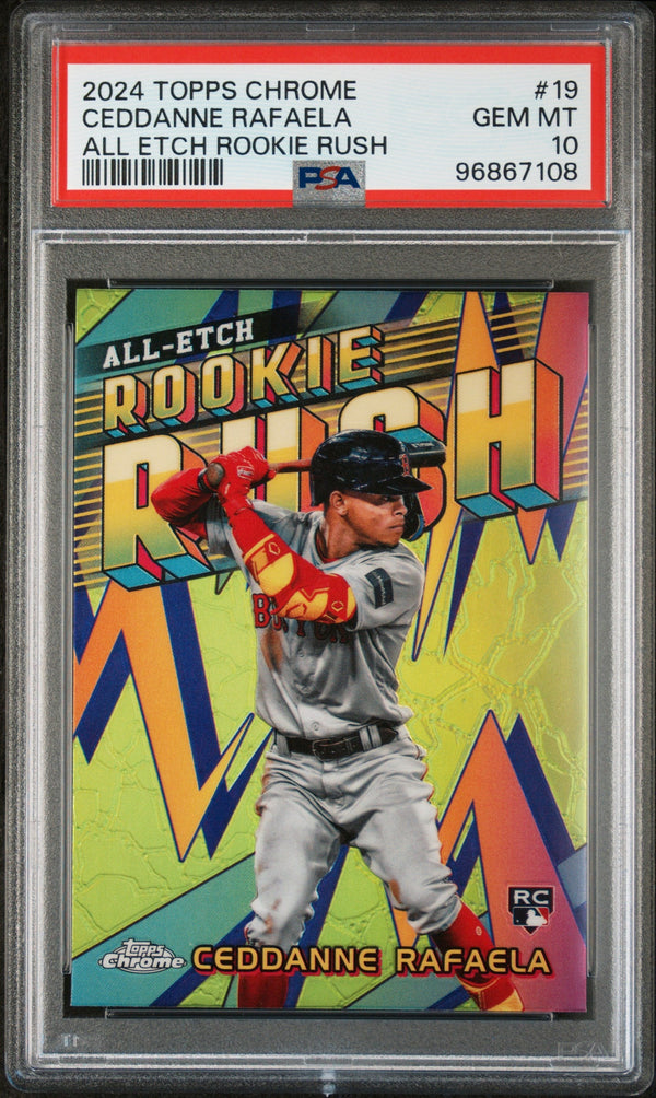 Graded 2024 Topps Chrome Ceddanne Rafaela #19 All Etch Rookie Rush Rookie RC Baseball Card PSA 10 Gem Mint