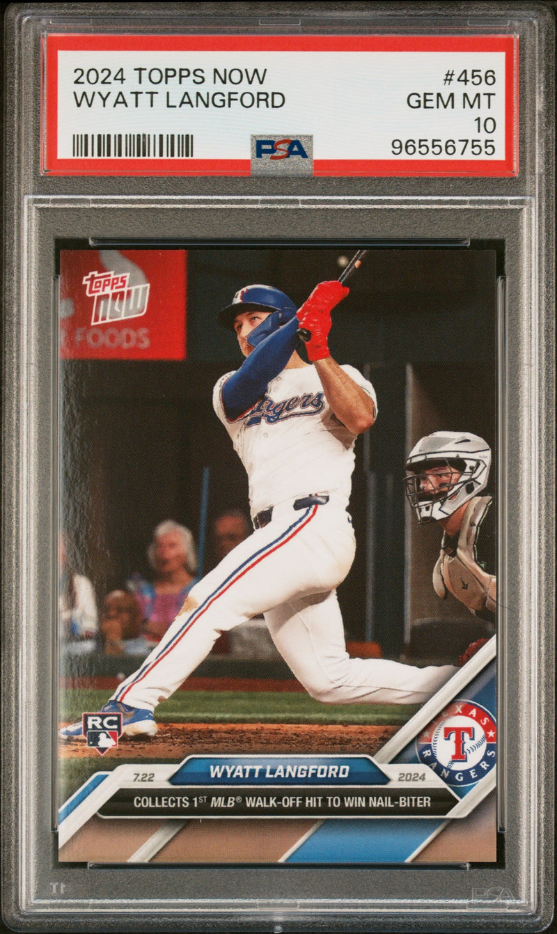 Graded 2024 Topps Now Wyatt Langford #456 Rookie RC Baseball Card PSA 10 Gem Mint