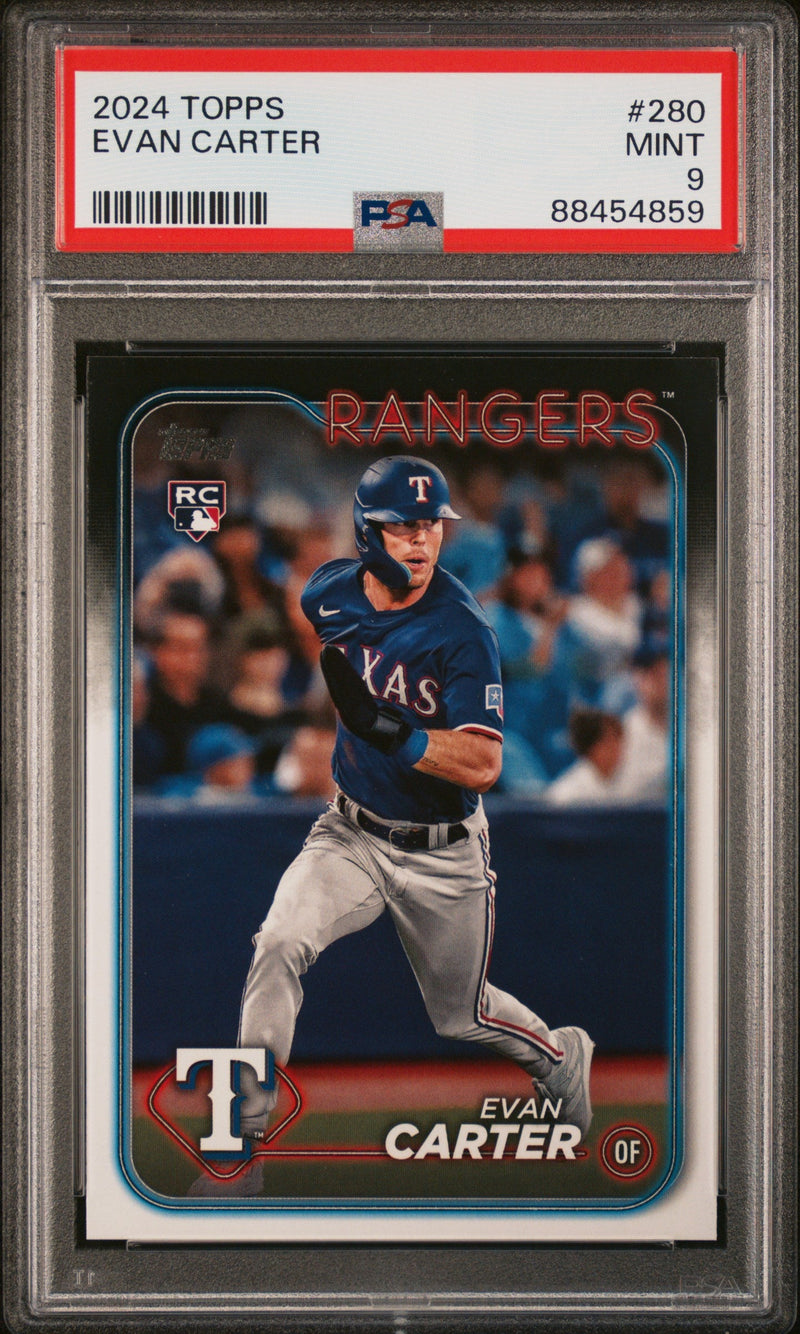 Graded 2024 Topps Evan Carter #280 Rookie RC Baseball Card PSA 9 Mint