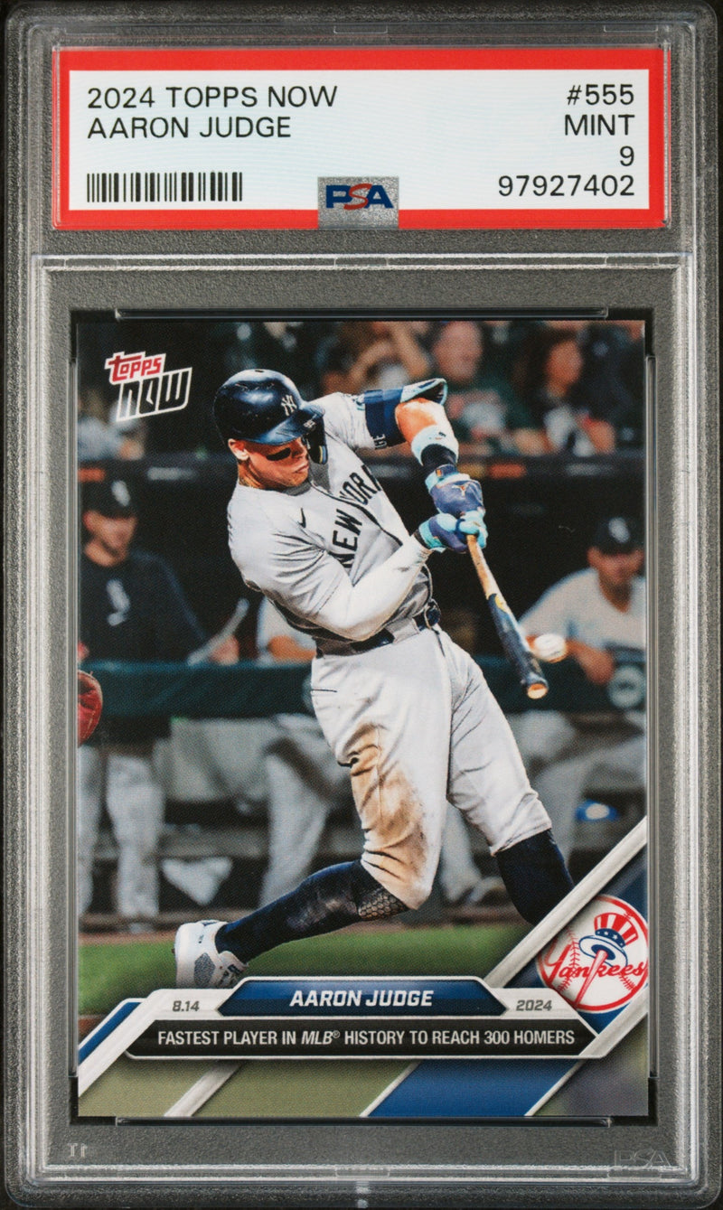 Graded 2024 Topps Now Aaron Judge #555 Fastest to 300 HRs Baseball Card PSA 9 Mint
