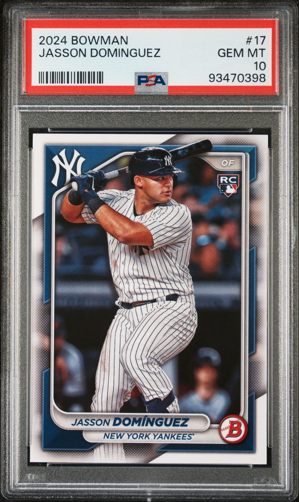 Graded 2024 Topps Bowman Jasson Dominguez #17 Rookie RC Baseball Card PSA 10 Gem Mint