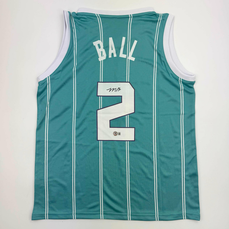 Autographed/Signed LaMelo Ball Charlotte Teal Basketball Jersey Beckett BAS COA