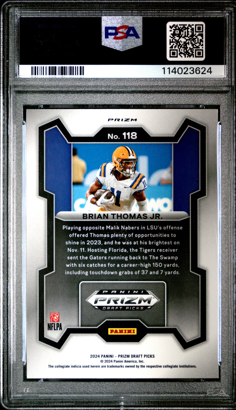 Graded 2024 Panini Prizm Draft Picks Brian Thomas Jr #118 Red Ice Rookie RC Football Card PSA 10 Gem Mint