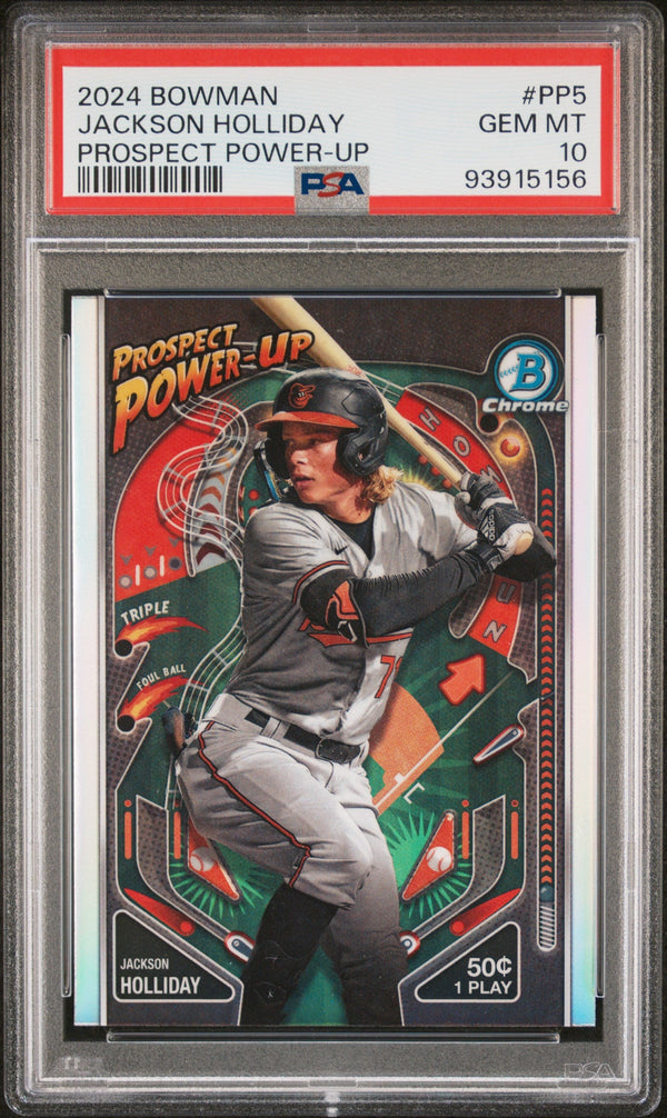 Graded 2024 Topps Bowman Jackson Holliday #PP5 Prospect Power Up Rookie RC Baseball Card PSA 10 Gem Mint