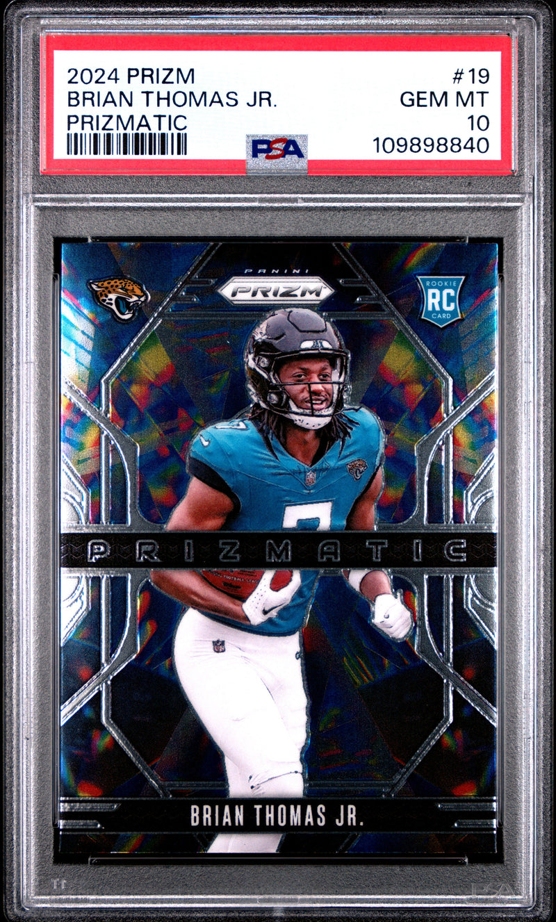 Graded 2024 Panini Prizm Brian Thomas Jr #19 Prizmatic Rookie RC Football Card PSA 10 Gem Mint
