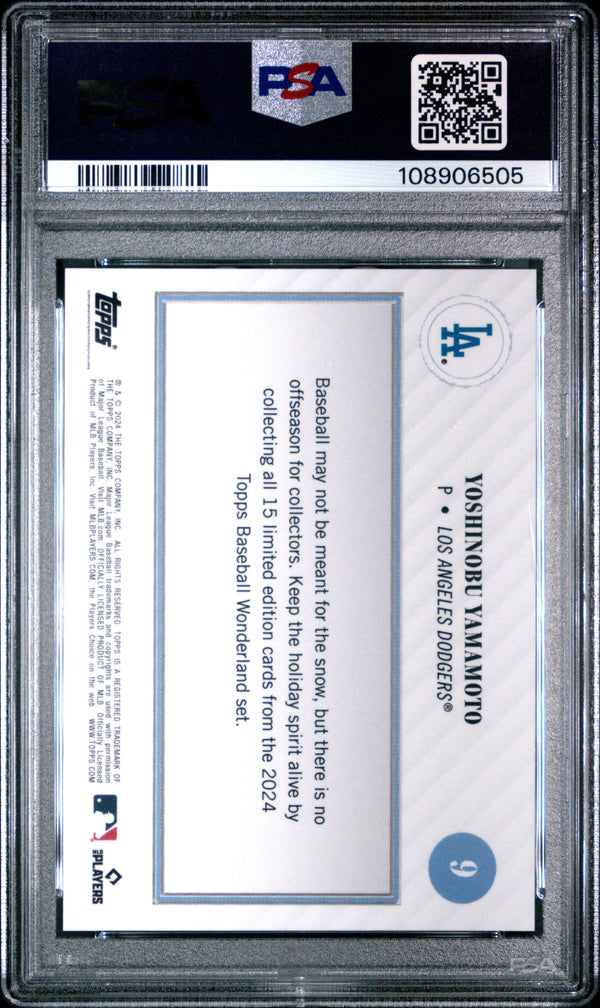 Graded 2024 Topps Wonderland Yoshinobu Yamamoto #9 Gift Box Rookie RC Baseball Card PSA 9 Mint