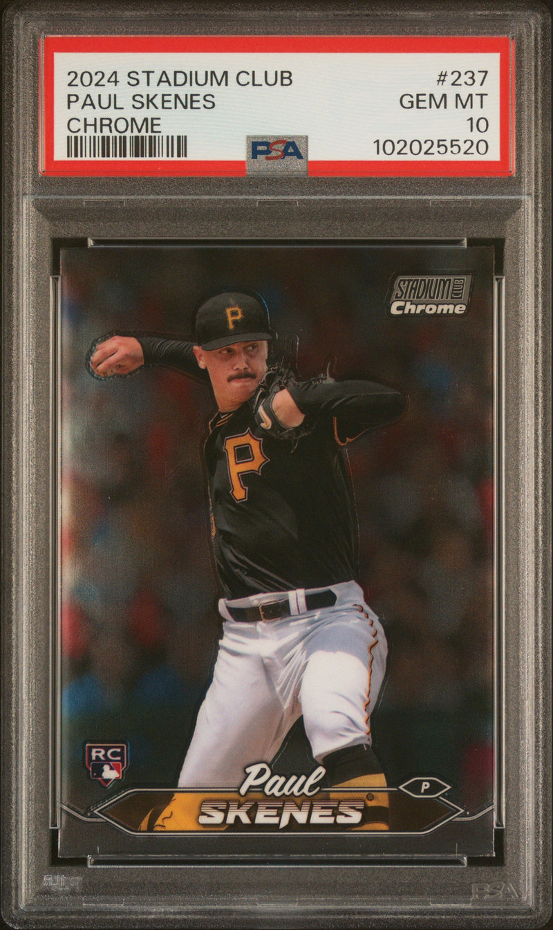 Graded 2024 Topps Stadium Club Paul Skenes #237 Chrome Rookie RC Baseball Card PSA 10 Gem Mint
