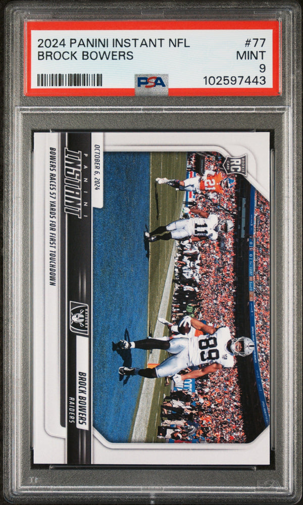 Graded 2024 Panini Instant NFL Brock Bowers #77 Rookie RC Football Card PSA 9 Mint