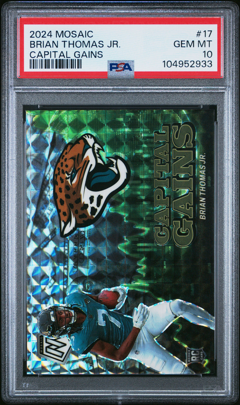 Graded 2024 Panini Mosaic Brian Thomas Jr #17 Capital Gains Rookie RC Football Card PSA 10 Gem Mint