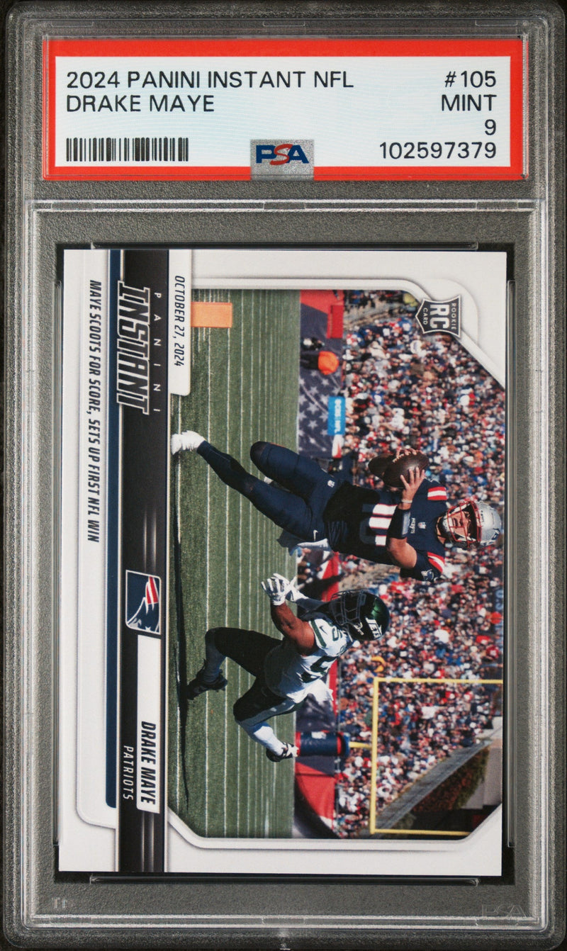 Graded 2024 Panini Instant NFL Drake Maye #105 Rookie RC Football Card PSA 9 Mint