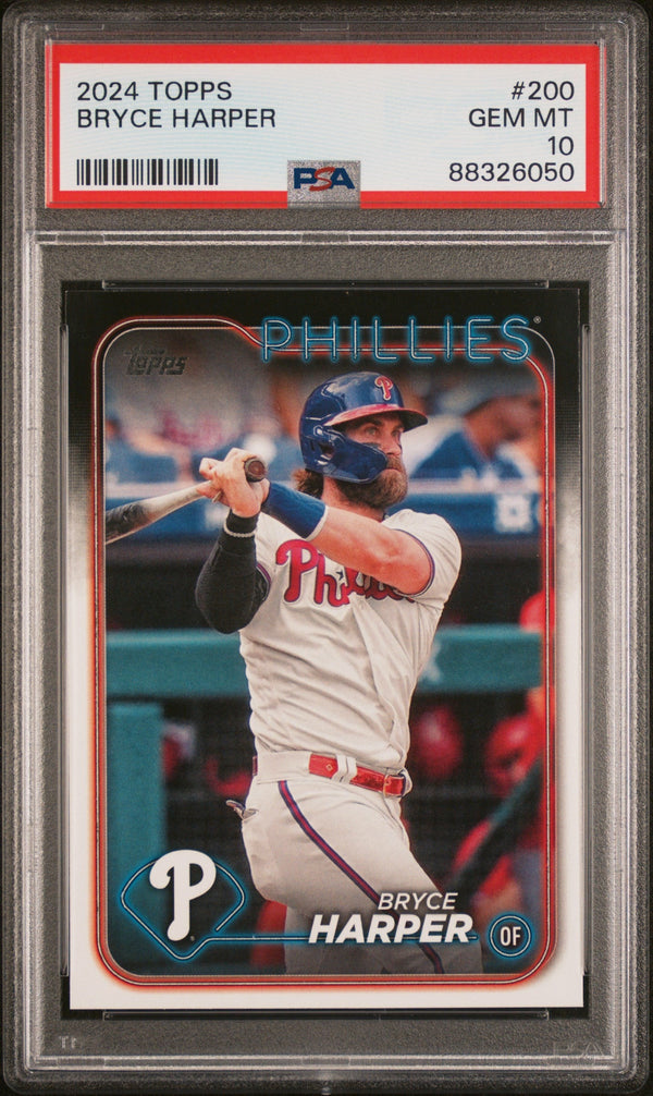 Graded 2024 Topps Bryce Harper #200 Baseball Card PSA 10 Gem Mint