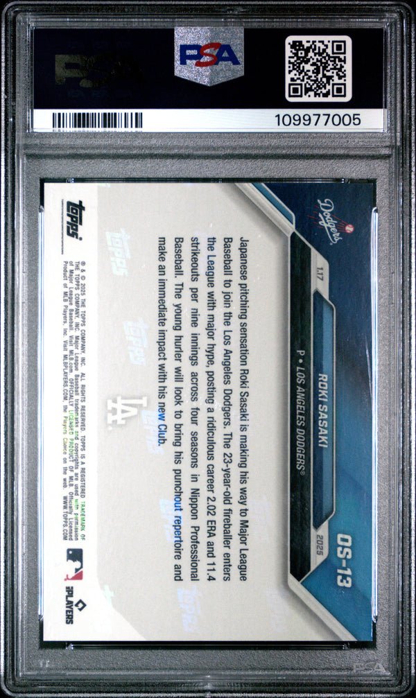Graded 2024 Topps Now Roki Sasaki #OS13 Offseason Rookie RC Baseball Card PSA 9 Mint