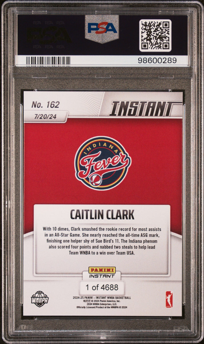 Graded 2024 Panini Instant WNBA Caitlin Clark #162 Rookie RC Basketball Card PSA 10 Gem Mint