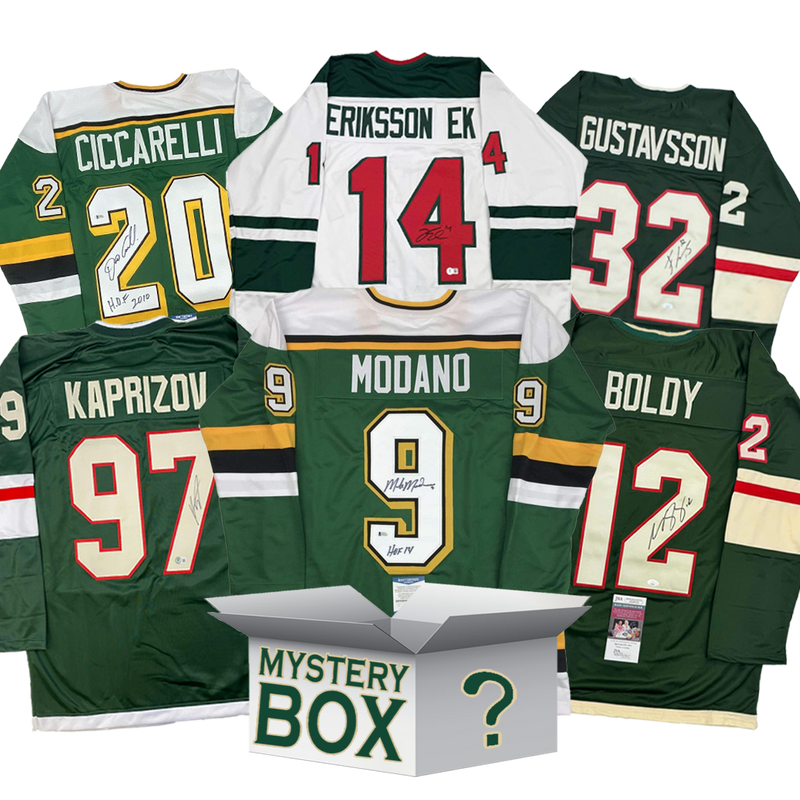 Autographed/Signed Minnesota Hockey Jersey Mystery Box with PSA JSA or Beckett COA