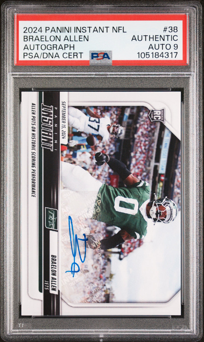 Graded 2024 Panini Instant NFL Braelon Allen #38 Autograph /99 Rookie RC Football Card PSA 9 Auto Grade Mint