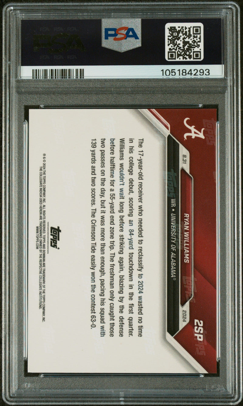 Graded 2024 Topps Bowman U Now Ryan Williams #2SP Variation Rookie RC Football Card PSA 10 Auto Grade Gem Mint