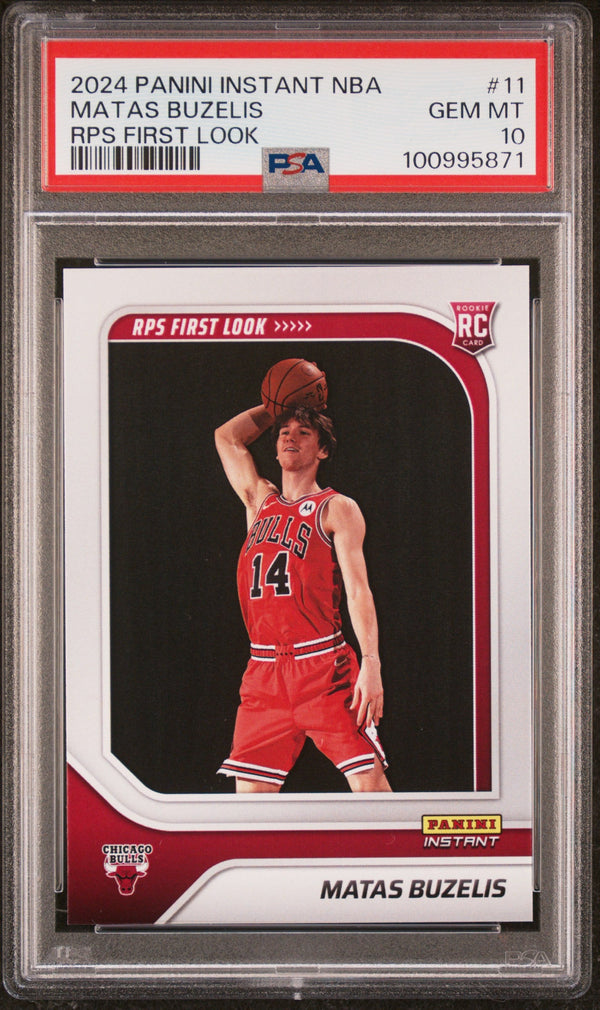Graded 2024 Panini Instant NBA Matas Buzelis #11 RPS First Look Rookie RC Basketball Card PSA 10 Gem Mint