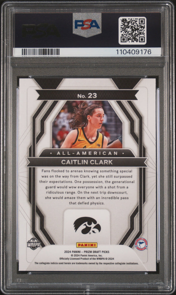 Graded 2024 Panini Prizm Draft Picks Caitlin Clark #23 All American Rookie RC Basketball Card PSA 10 Gem Mint