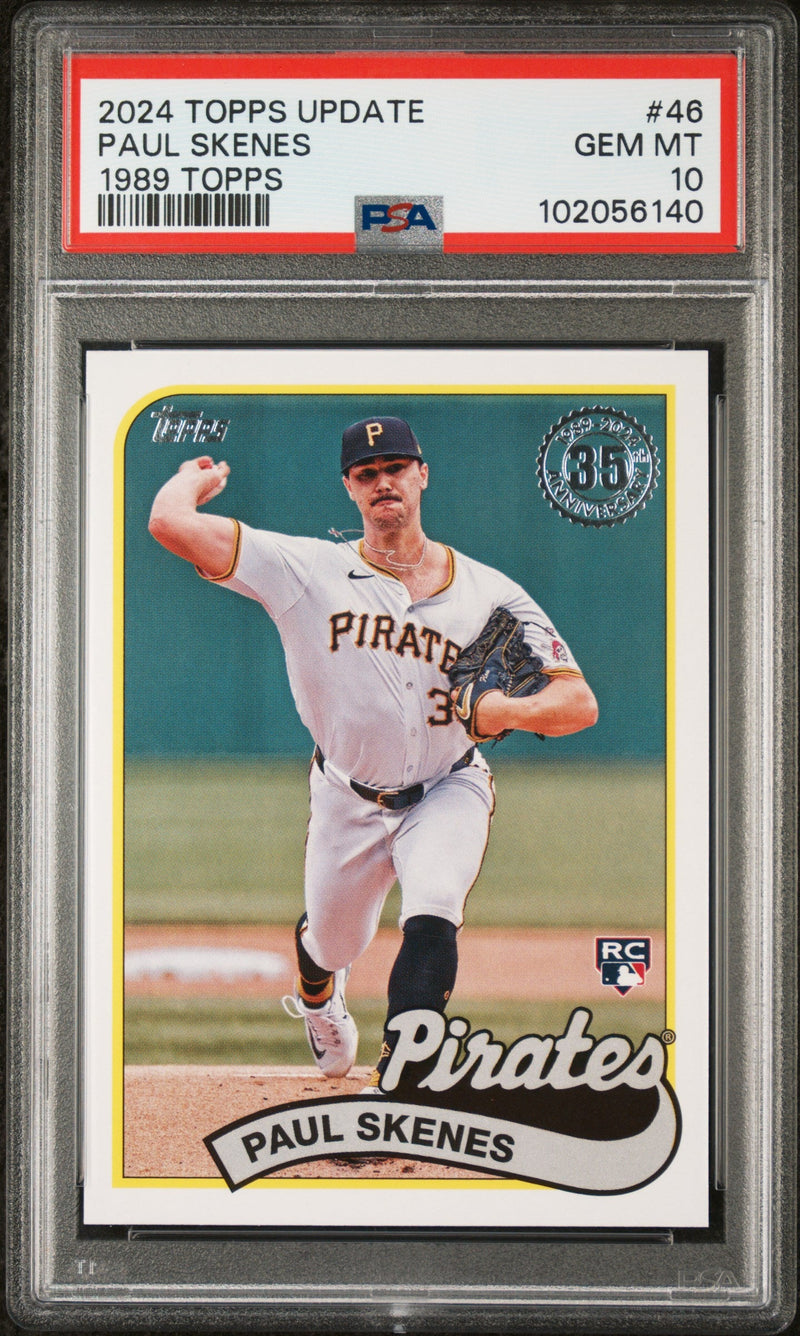 Graded 2024 Topps Update Paul Skenes #46 1989 Topps Rookie RC Baseball Card PSA 10 Gem Mint