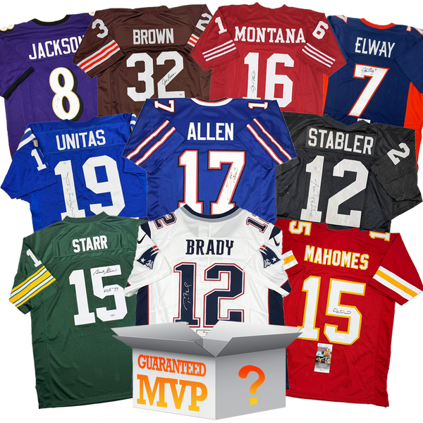 MVPs Autographed/Signed Football Jersey Mystery Box with PSA JSA or Beckett COA