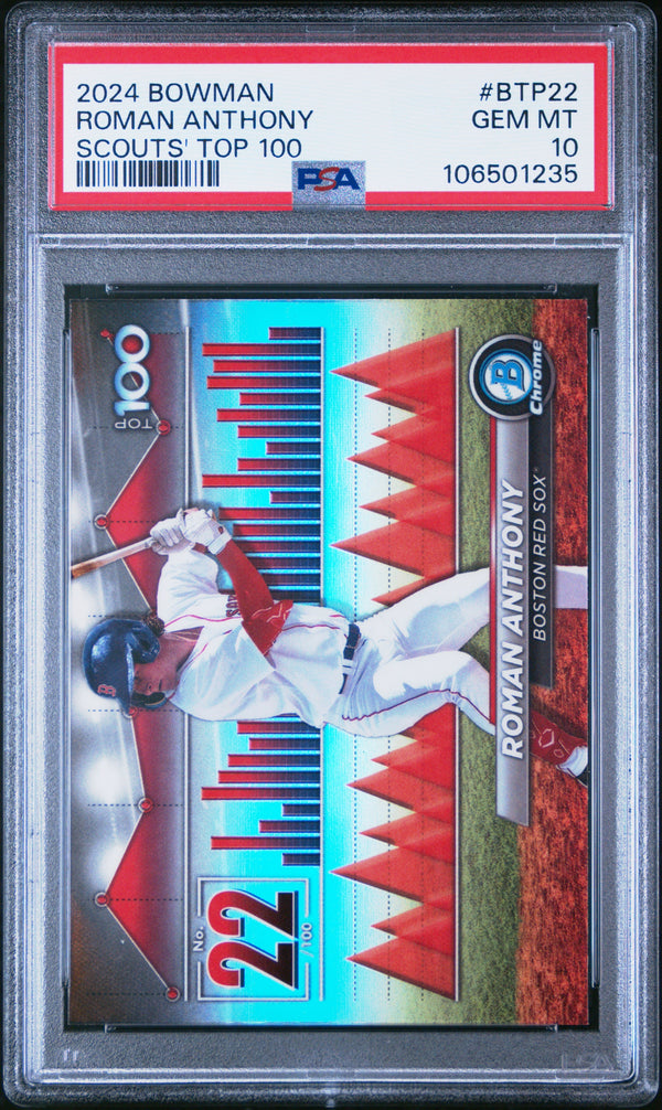 Graded 2024 Topps Bowman Roman Anthony #BTP22 Scouts Top 100 Rookie RC Baseball Card PSA 10 Gem Mint