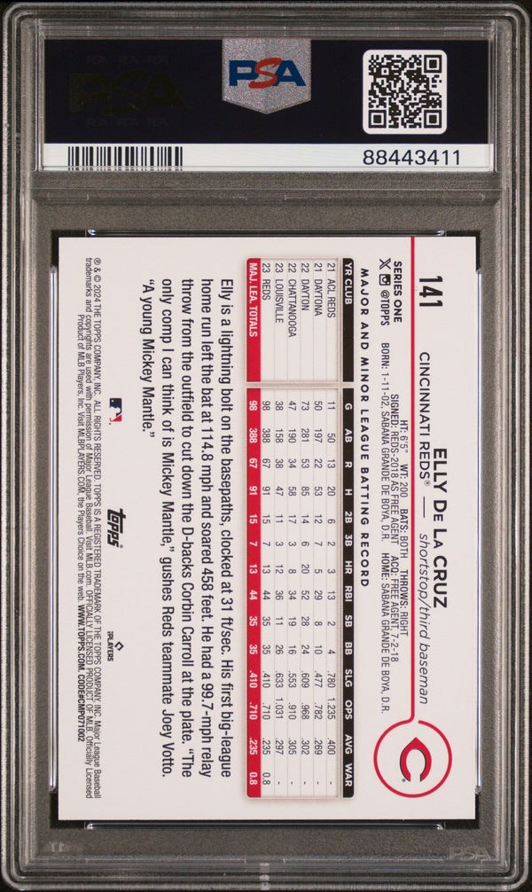 Graded 2024 Topps Elly De La Cruz #141 Yellow Rookie RC Baseball Card PSA 10 Gem Mint