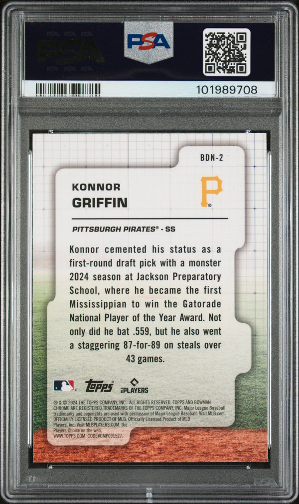 Graded 2024 Topps Bowman Draft Konnor Griffin #BDN2 Draft Night Rookie RC Baseball Card PSA 10 Gem Mint