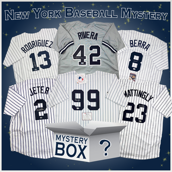 Autographed/Signed New York Baseball Jersey Mystery Box with PSA JSA or Beckett COA