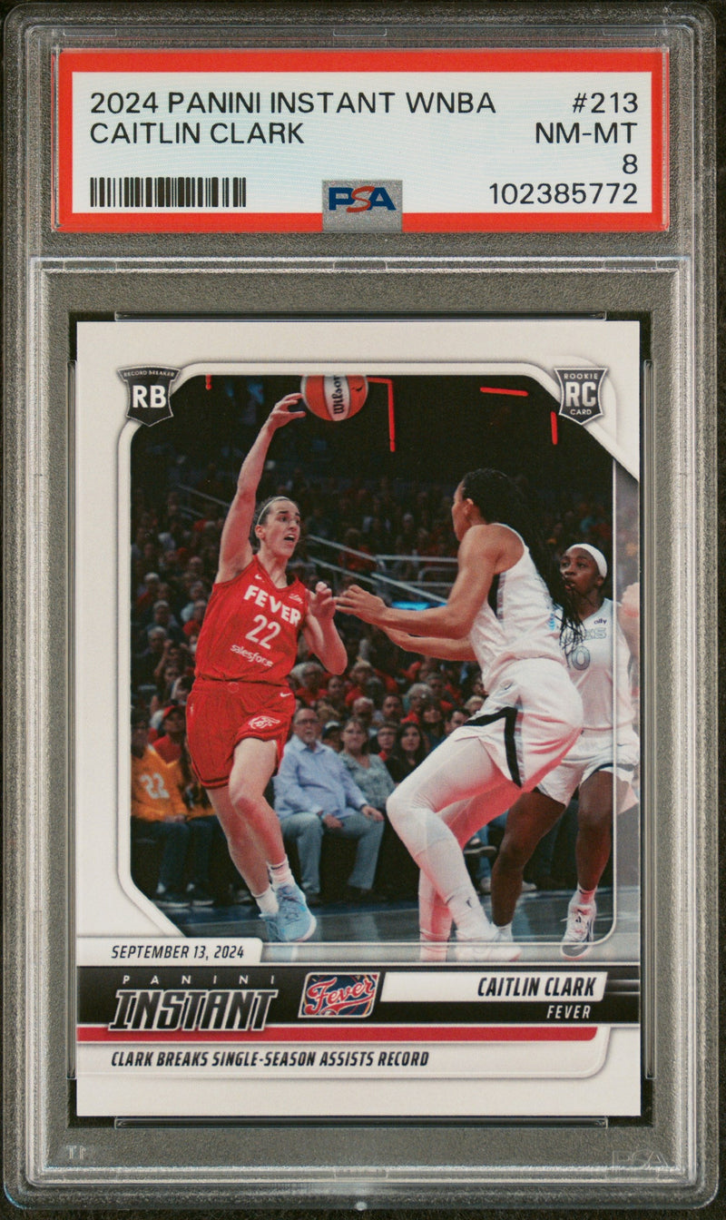 Graded 2024 Panini Instant WNBA Caitlin Clark #213 Rookie RC Basketball Card PSA 8 Near Mint