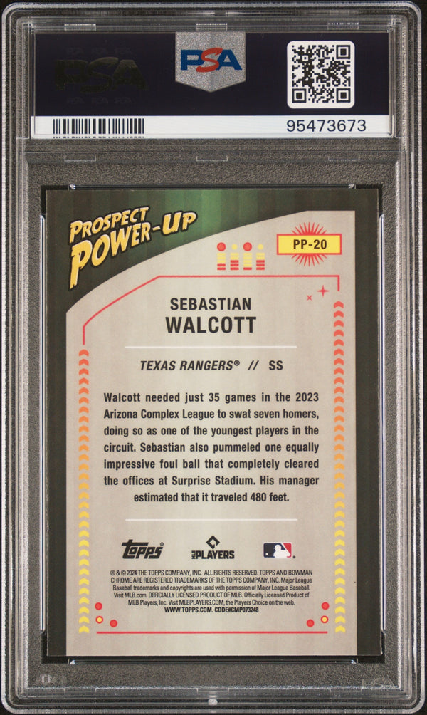 Graded 2024 Topps Bowman Sebastian Walcott #PP20 Prospect Power Up Rookie RC Baseball Card PSA 10 Gem Mint