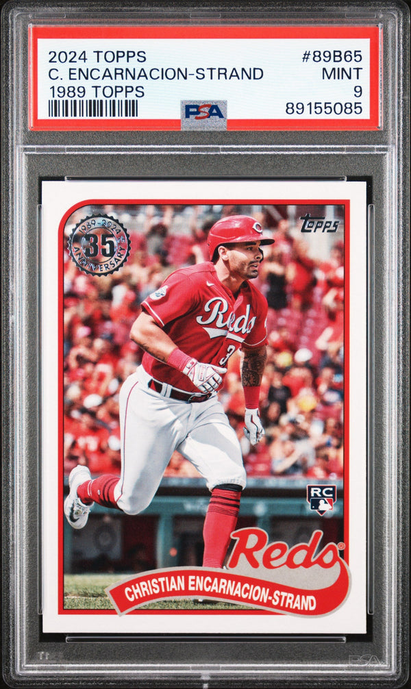Graded 2024 Topps Christian Encarnacion-Strand #89B65 1989 Topps Rookie RC Baseball Card PSA 9 Mint
