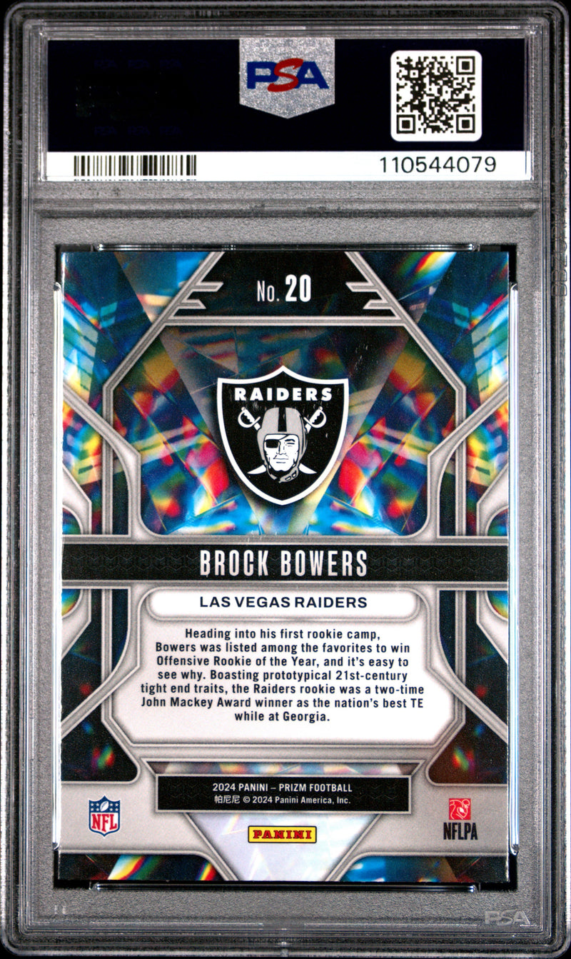 Graded 2024 Panini Prizm Brock Bowers #20 Prizmatic Rookie RC Football Card PSA 10 Gem Mint