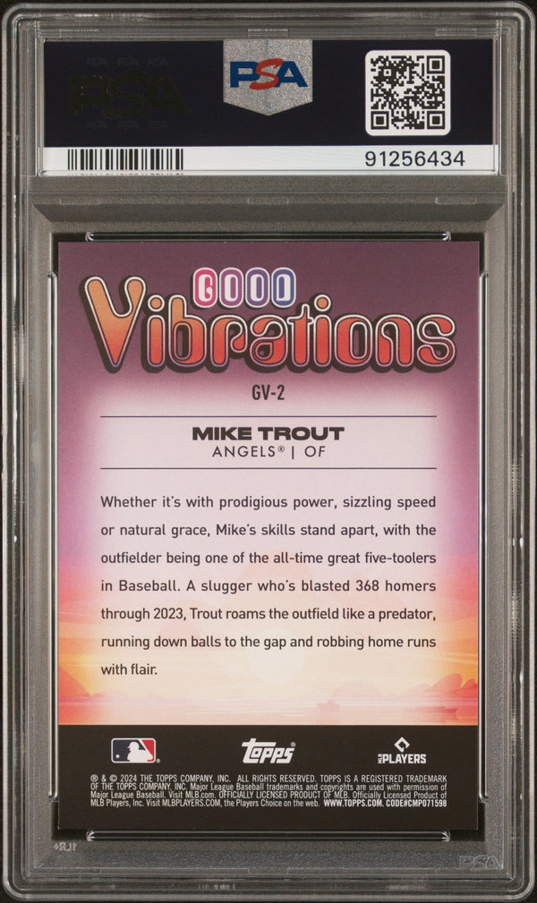 Graded 2024 Topps Big League Mike Trout #GV2 Good Vibrations Baseball Card PSA 10 Gem Mint