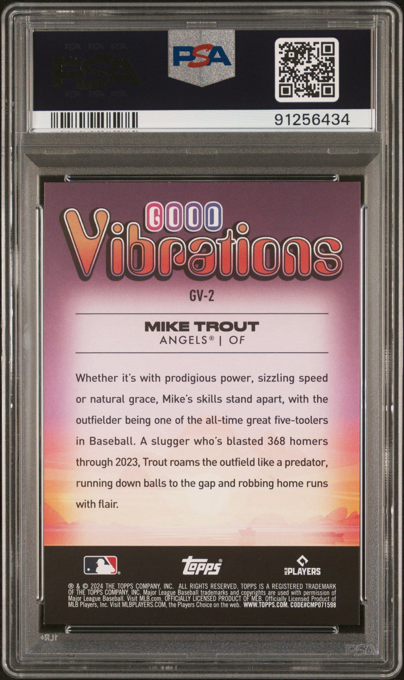 Graded 2024 Topps Big League Mike Trout #GV2 Good Vibrations Baseball Card PSA 10 Gem Mint