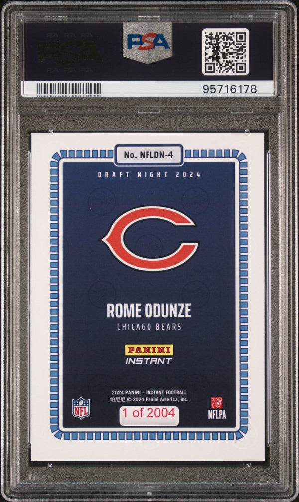 Graded 2024 Panini Instant NFL Rome Odunze #4 Draft Night Rookie RC Football Card PSA 8 Near Mint