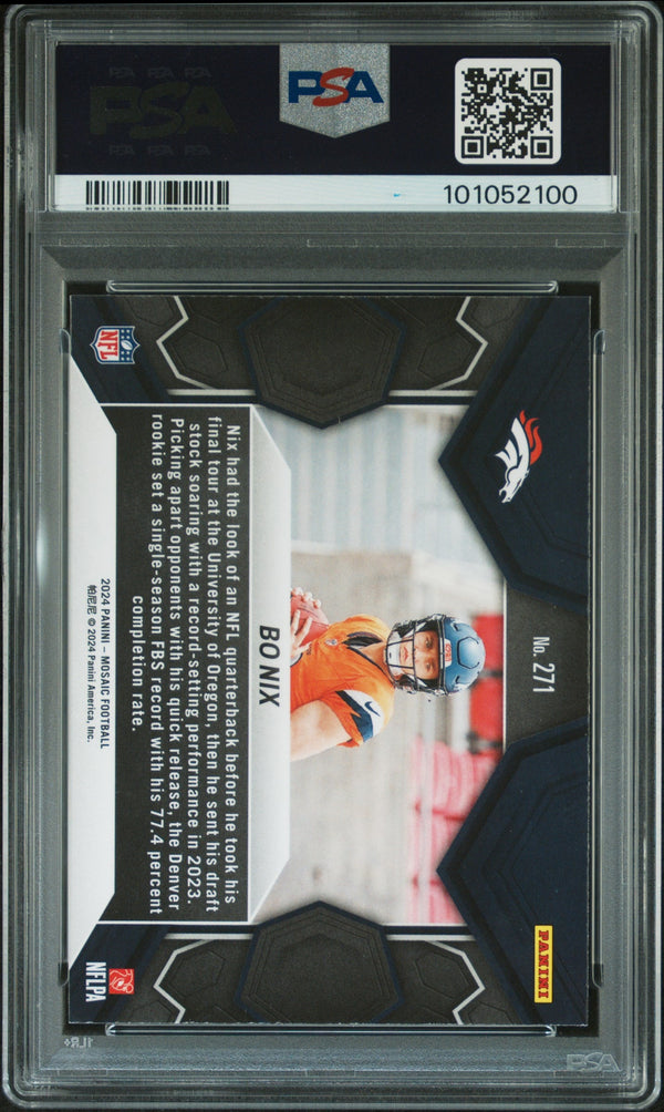 Graded 2024 Panini Mosaic Bo Nix #271 Rookie RC Football Card PSA 10 Gem Mint
