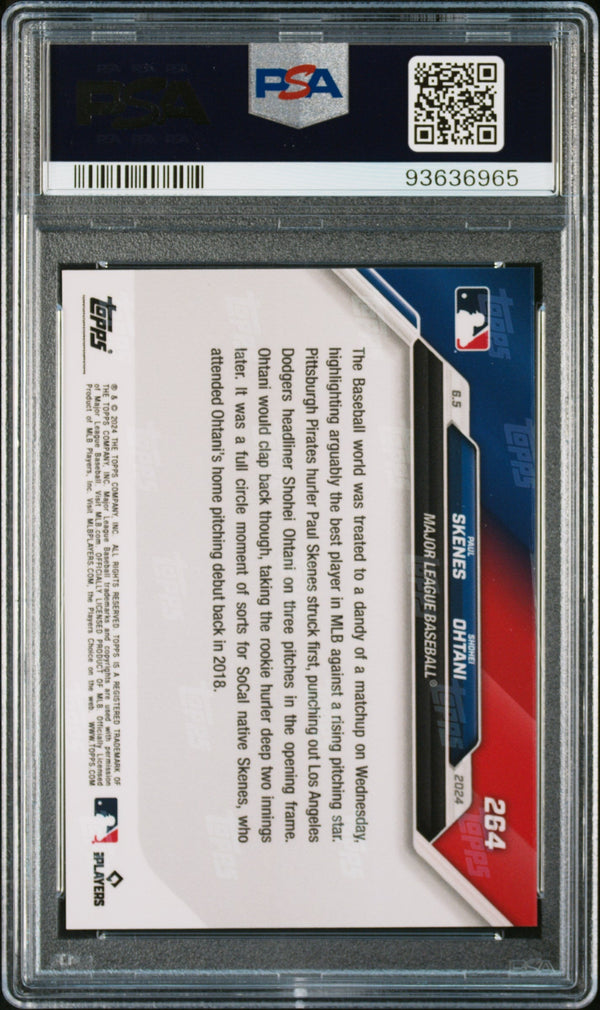 Graded 2024 Topps Now Paul Skenes/Shohei Ohtani #264 Baseball Card PSA 10 Gem Mint