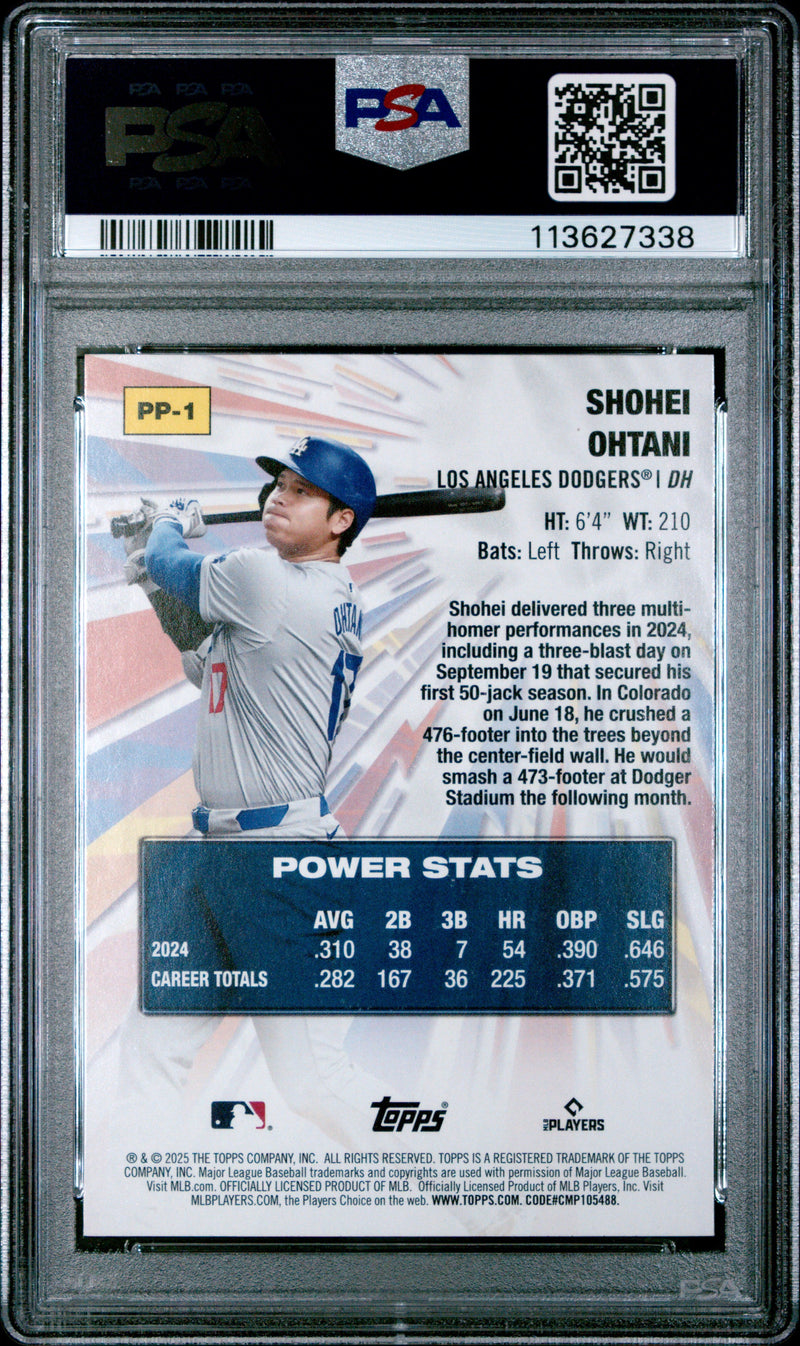 Graded 2025 Topps Celebration Shohei Ohtani #PP1 Power Players Baseball Card PSA 10 Gem Mint