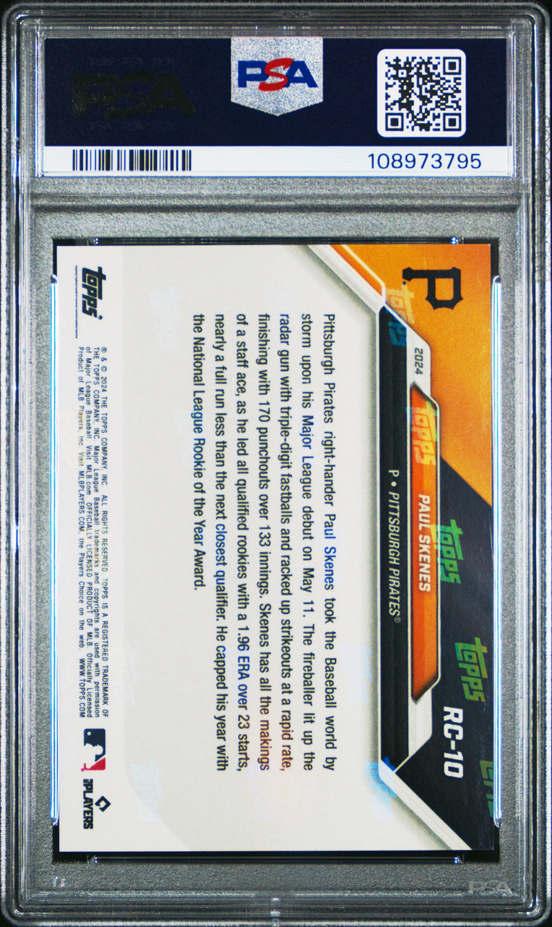 Graded 2024 Topps Now Paul Skenes #RC10 Rookie Cup Team Set Rookie RC Baseball Card PSA 10 Gem Mint