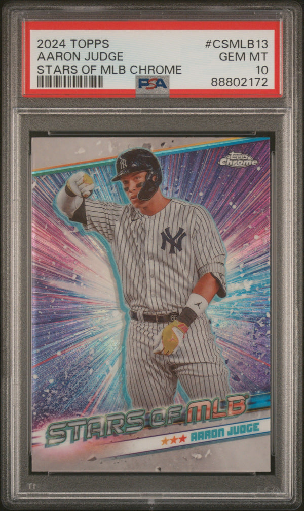 Graded 2024 Topps Aaron Judge #CSMLB13 Stars of MLB Chrome Baseball Card PSA 10 Gem Mint