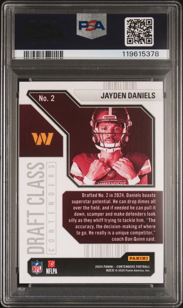 Graded 2024 Panini Contenders Jayden Daniels #2 Draft Class Contenders Rookie RC Football Card PSA 10 Gem Mint