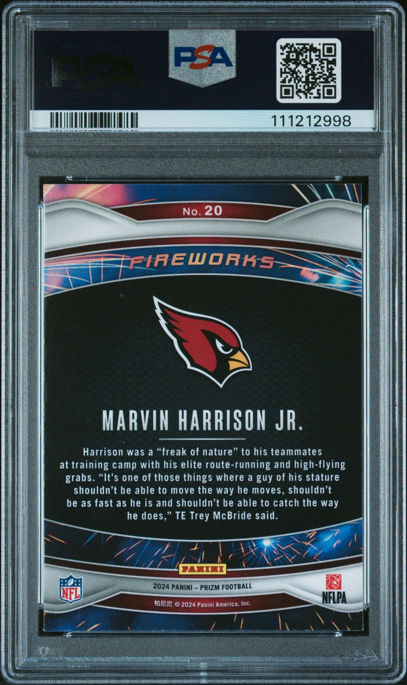 Graded 2024 Panini Prizm Marvin Harrison Jr #WORK Rookie RC Football Card PSA 10 Gem Mint