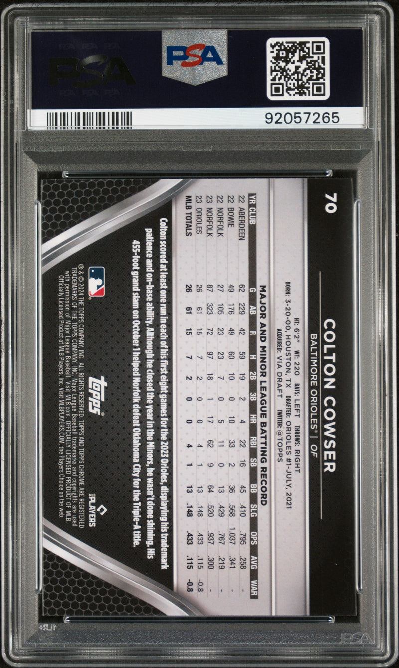 Graded 2024 Topps Chrome Black Colton Cowser #70 Rookie RC Baseball Card PSA 10 Gem Mint