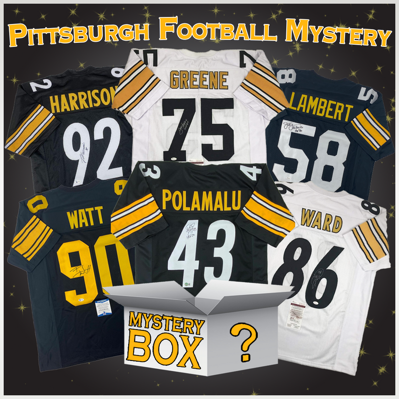 Autographed/Signed Pittsburgh Football Jersey Mystery Box with PSA JSA or Beckett COA
