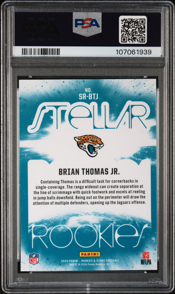 Graded 2024 Panini Rookies & Stars Brian Thomas Jr #SRBTJ Stellar Rookies Red Plaid Rookie RC Football Card PSA 10 Gem Mint