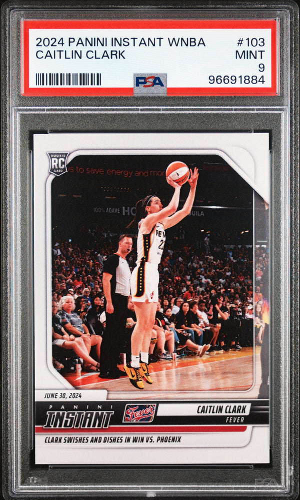 Graded 2024 Panini Instant WNBA Caitlin Clark #103 Rookie RC Basketball Card PSA 9 Mint