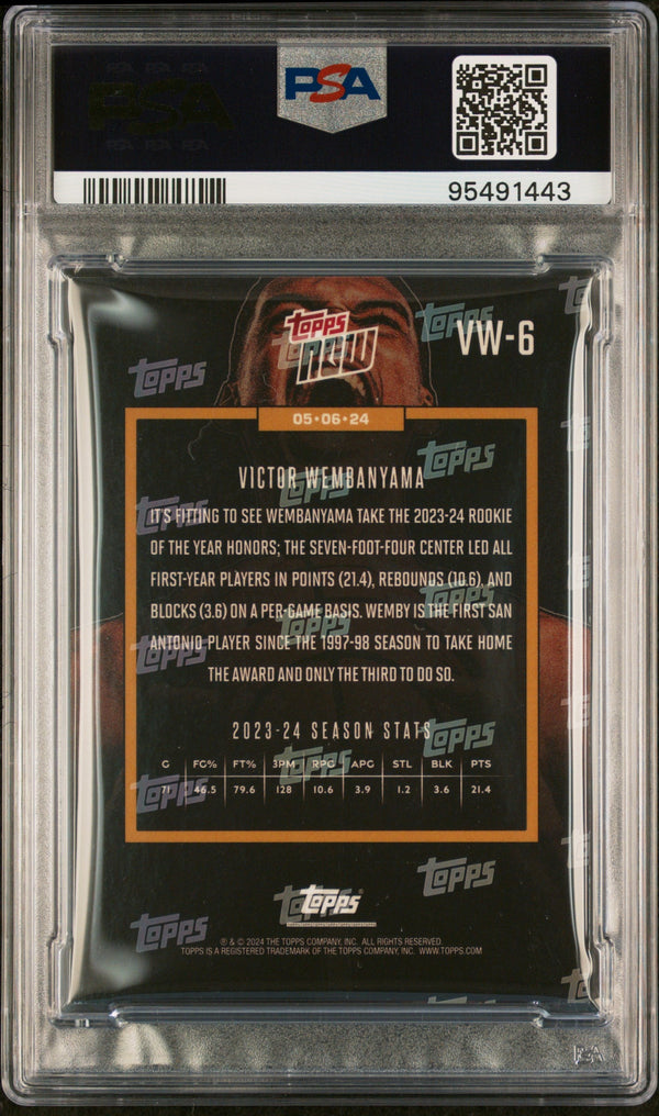 Graded 2023 Topps Now Victor Wembanyama #VW6 Rookie RC Basketball Card PSA 9 Mint
