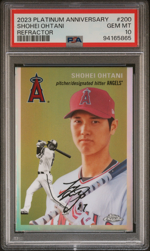 Graded 2023 Topps Platinum Anniversary Shohei Ohtani #200 Refractor Baseball Card PSA 10 Gem Mint