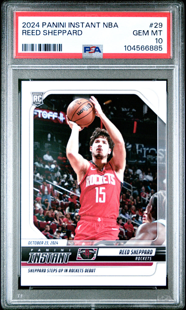 Graded 2024 Panini Instant NBA Reed Sheppard #29 Rookie RC Basketball Card PSA 10 Gem Mint