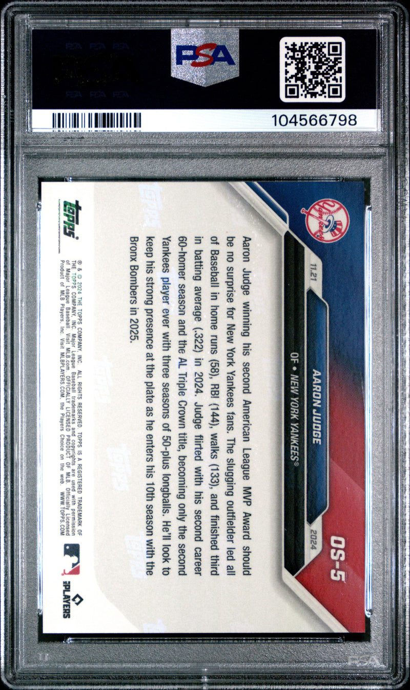 Graded 2024 Topps Now Aaron Judge #OS5 Offseason Baseball Card PSA 9 Mint